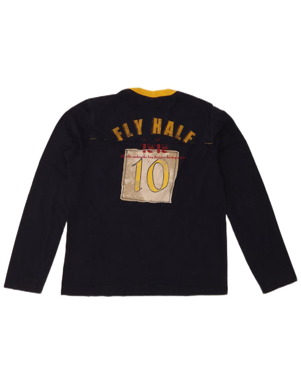 Champion Mens Muscle Graphic Top Long Sleeve Medium Navy Blue Colourblock