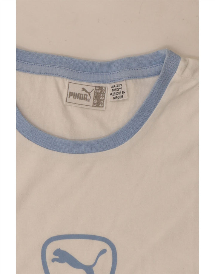 Γυναικείο γραφικό μπλουζάκι Puma Top UK 14 Medium White