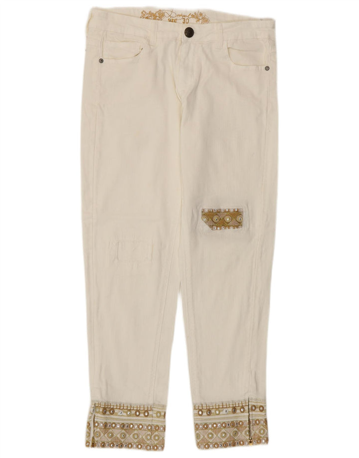 Desigual Γυναικείο Tapered Jeans W30 L27 Λευκό βαμβακερό