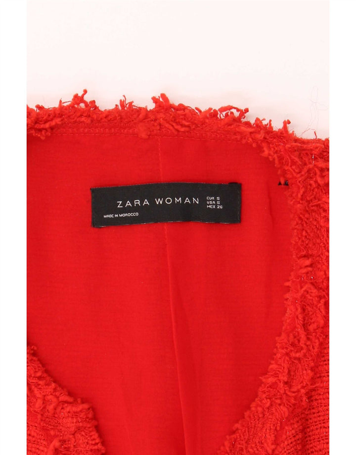 Zara Γυναικείο Open Blazer Jacket UK 10 Small Red