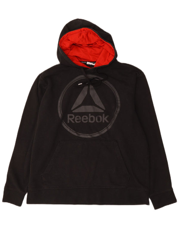 Ανδρικό Reebok Graphic Hoodie Jumper μεγάλο μαύρο βαμβακερό