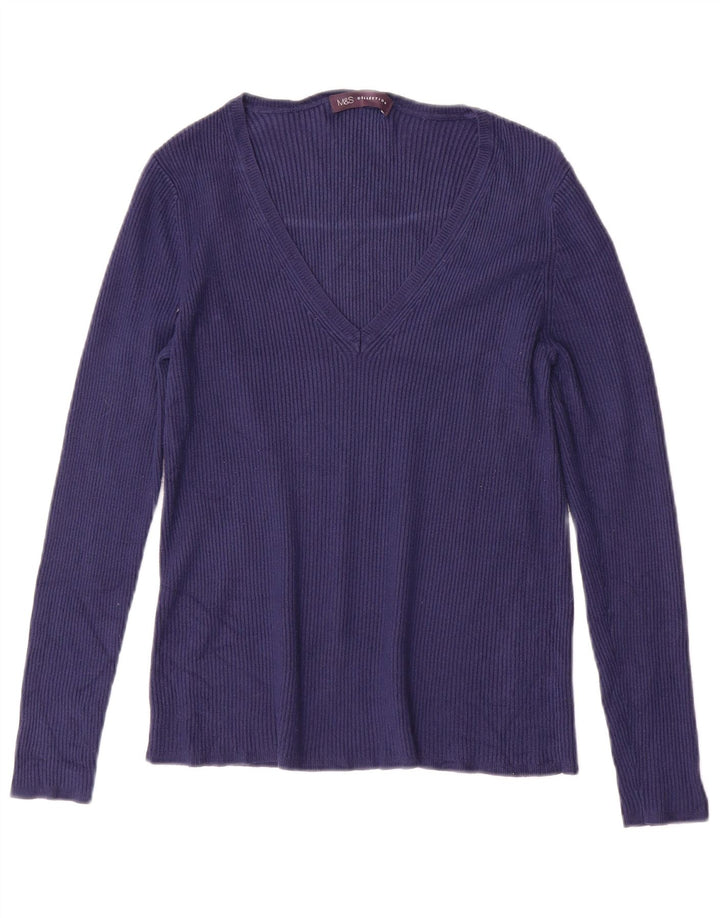 MARKS & SPENCER Γυναικείο πουλόβερ με V λαιμόκοψη UK 10 Small Navy Blue