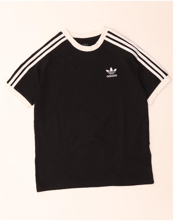 ADIDAS Boys T-Shirt Top 11-12 Years Μαύρο βαμβακερό