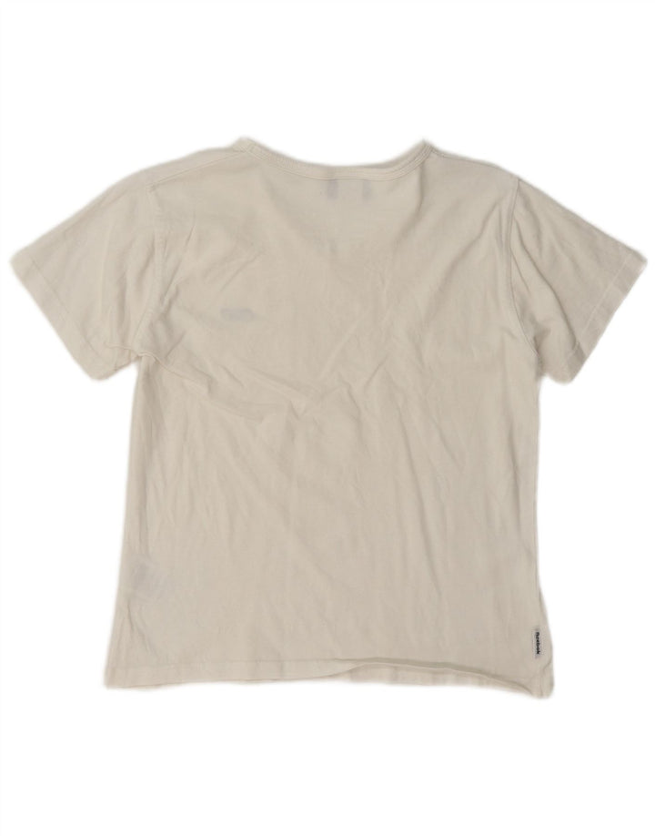 Reebok Γυναικείο T-Shirt Top UK 14 μεγάλο λευκό βαμβακερό