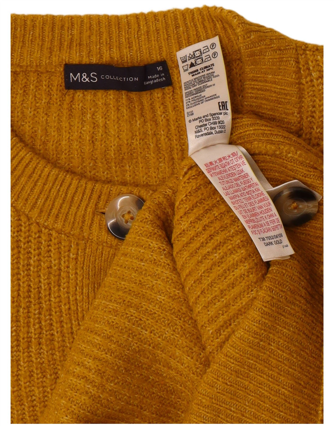 Marks & Spencer Γυναικείο πουλόβερ με ζακέτα μεγάλου μεγέθους UK 16 μεγάλο κίτρινο