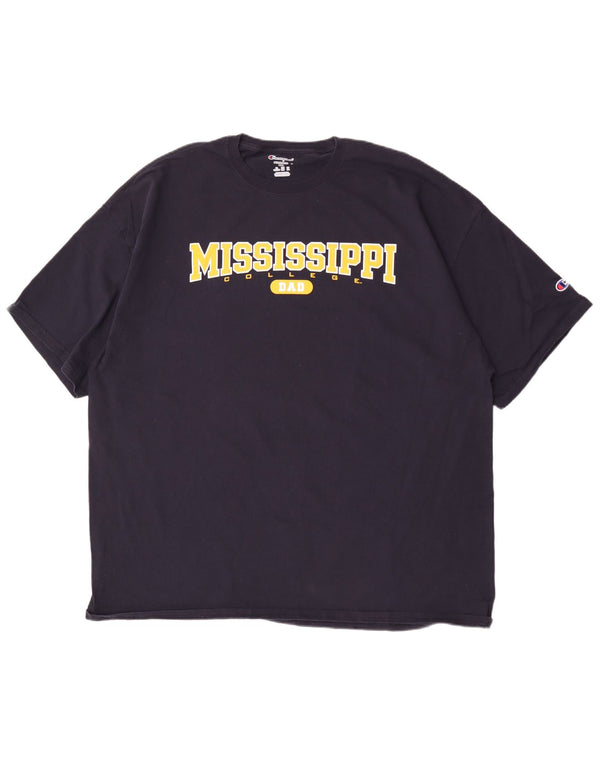 Champion Mens Mississippi Graphic T-Shirt Top 3XL Navy Blue