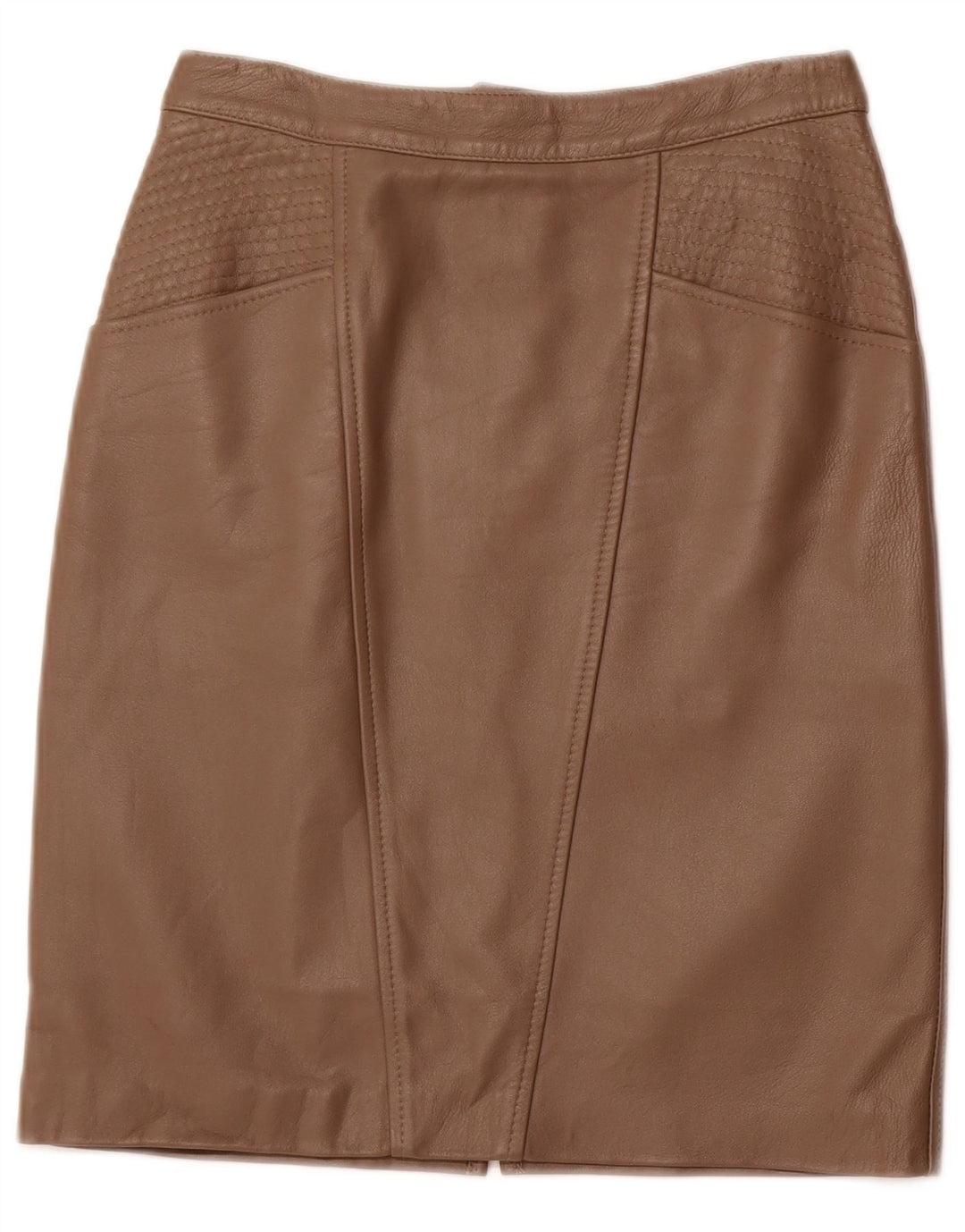 VINTAGE Γυναικεία Ψηλόμεση Δερμάτινη Φούστα IT 42 Medium W26 Καφέ Δερμάτινη