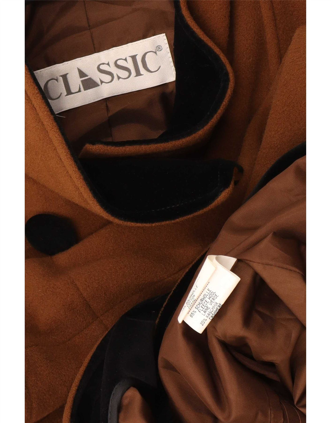 CLASSIC Γυναικείο παλτό με διπλό στήθος UK 18 XL καφέ βαμβακερό