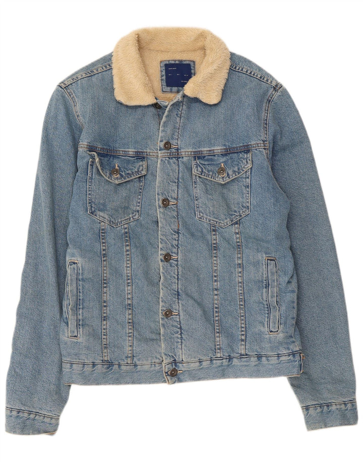 Zara Mens Sherpa Τζιν Μπουφάν UK 40 Large Blue Cotton
