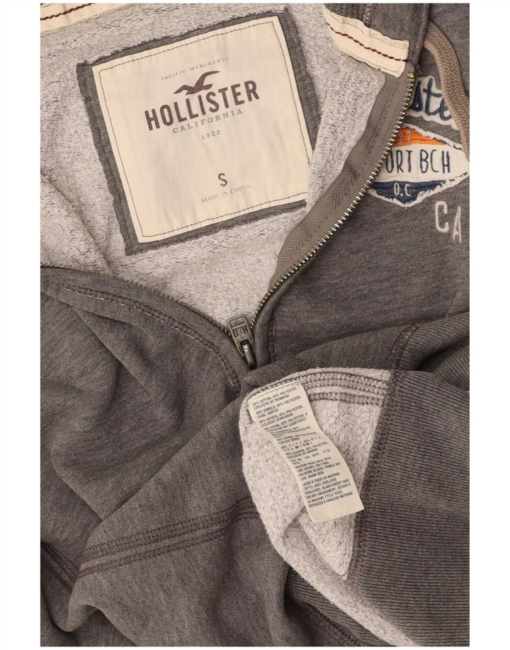 HOLLISTER Γυναικείο πουλόβερ με κουκούλα με φερμουάρ UK 10 μικρό γκρι βαμβακερό