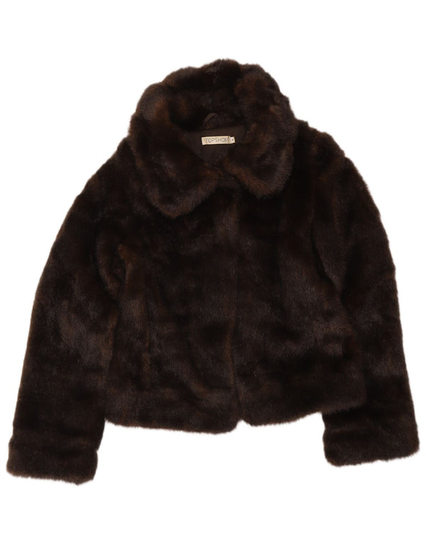 Topshop Γυναικείο μπουφάν Bolero από ψεύτικη γούνα UK 8 Μικρό Καφέ Ακρυλικό