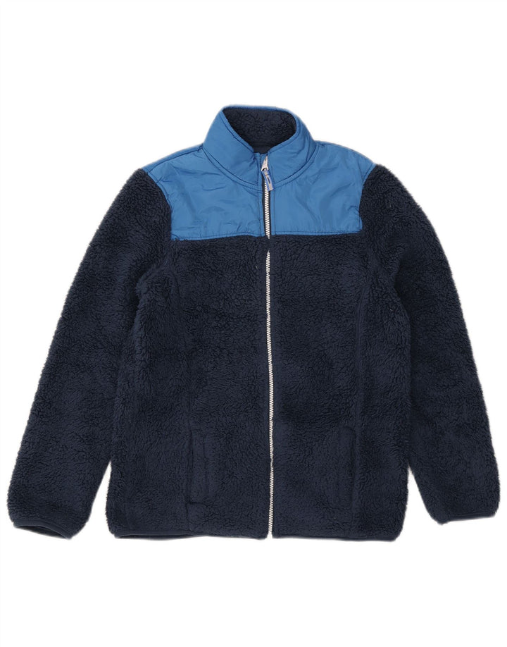 MOUNTAIN WAREHOUSE Boys Fleece Jacket 12-13 Years Navy Blue Colorblock