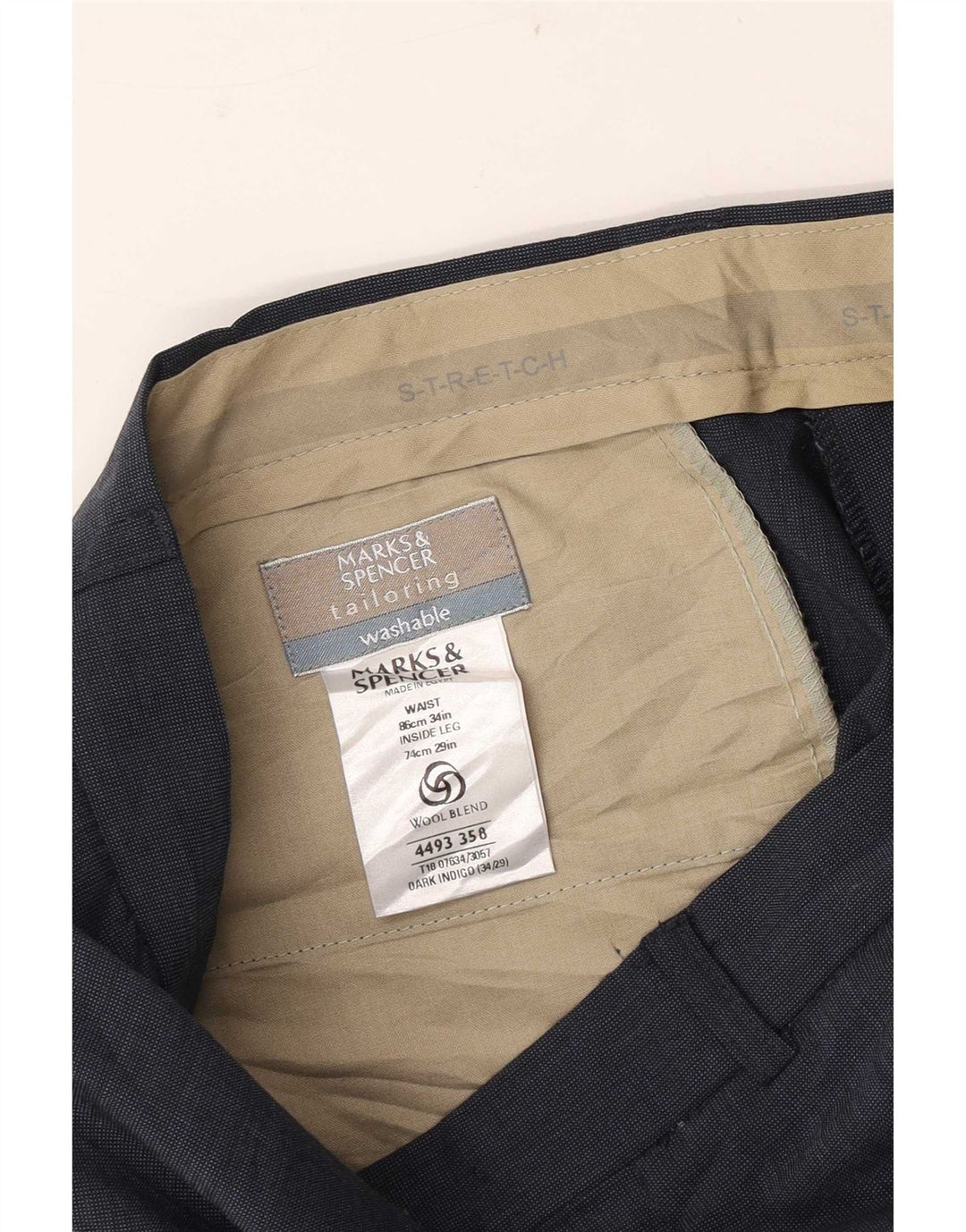 Ανδρικό ίσιο παντελόνι Marks & Spencer W34 L29 Navy Blue Polyester