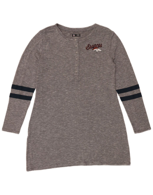 NFL Womens Denver Broncos Graphic T-Shirt Dress UK 18 XL Grey Striped