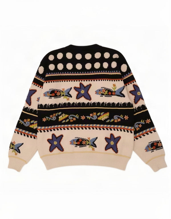 Vintage Womens Crew Neck Jumper Sweater UK 16 Large Navy Blue Nautical