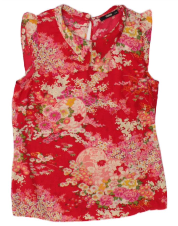 Γυναικεία αμάνικη μπλούζα Oasis Top UK 10 Small Red Floral Polyester