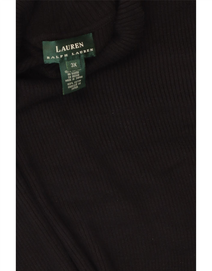 Ralph Lauren Γυναικείο πουλόβερ με ρολό λαιμόκοψη UK 22 3XL μαύρο βαμβακερό