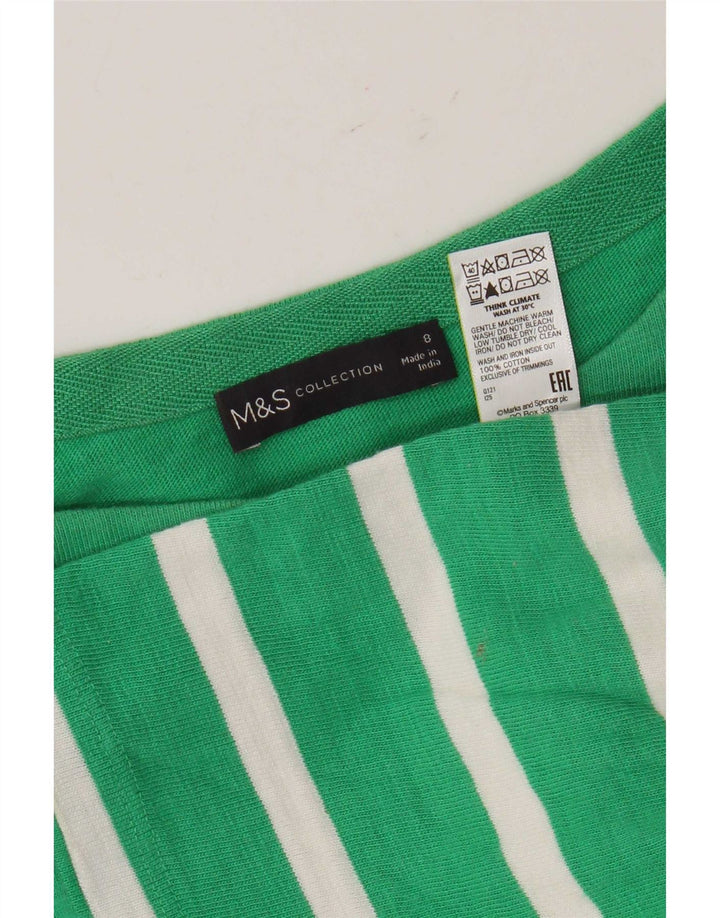 Marks & Spencer Γυναικεία υπερμεγέθη μανίκια 3/4 UK 8 μικρά πράσινα ριγέ