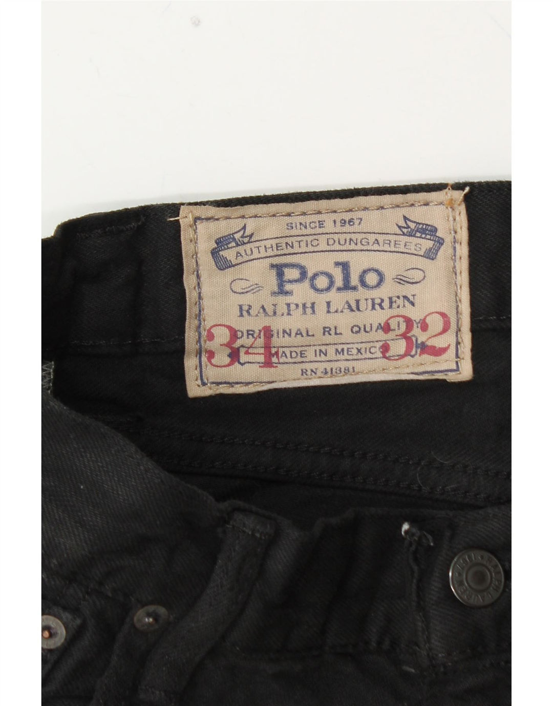 POLO RALPH LAUREN Ανδρικό ίσιο casual παντελόνι W34 L32 μαύρο βαμβακερό