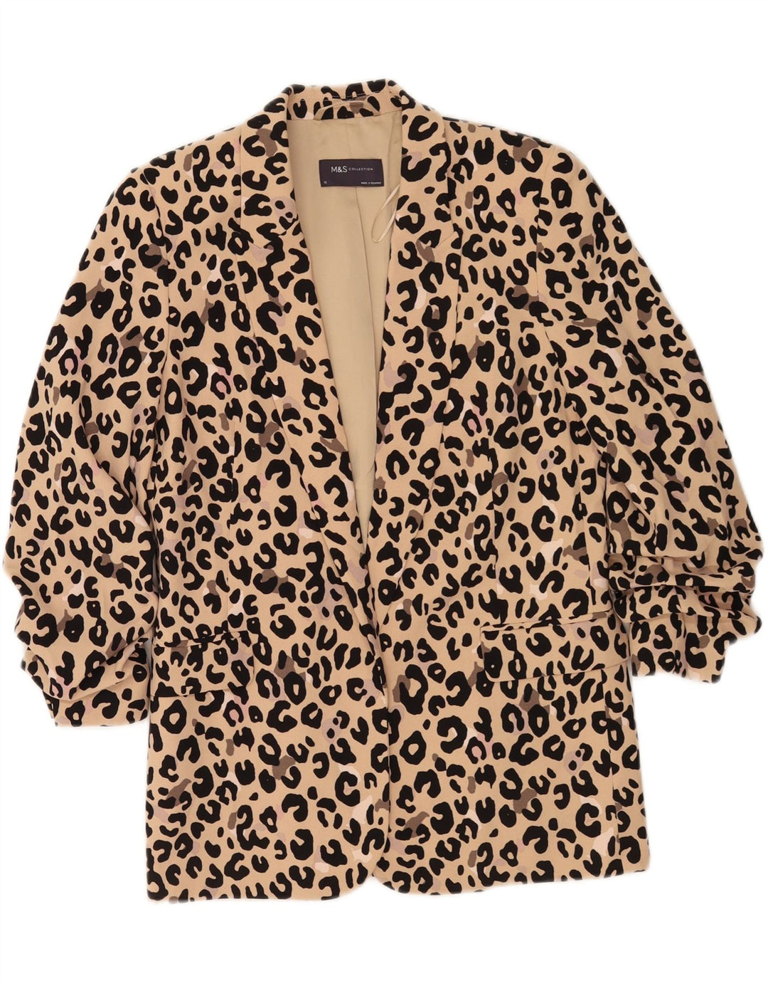 Marks & Spencer Γυναικείο Μπουφάν μπλέιζερ με 3/4 μανίκια UK 10 Small Beige