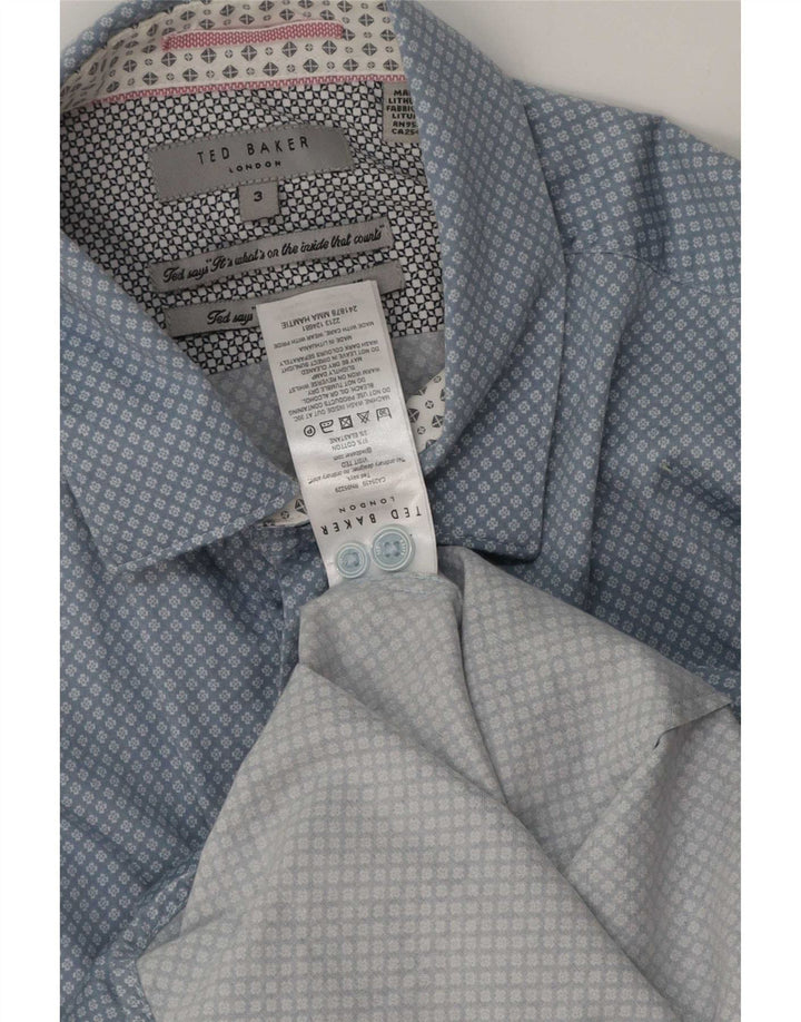 Ted Baker Ανδρικό πουκάμισο Classic Fit Μέγεθος 3 Μεσαίο μπλε γεωμετρικό βαμβάκι