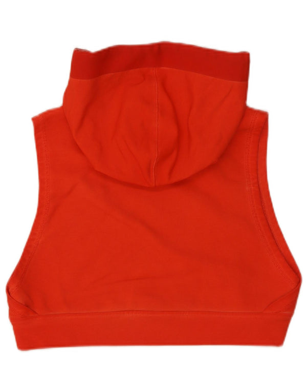 Reebok Womens Crop Graphic Αμάνικο Hoodie Jumper UK 14 Large Orange