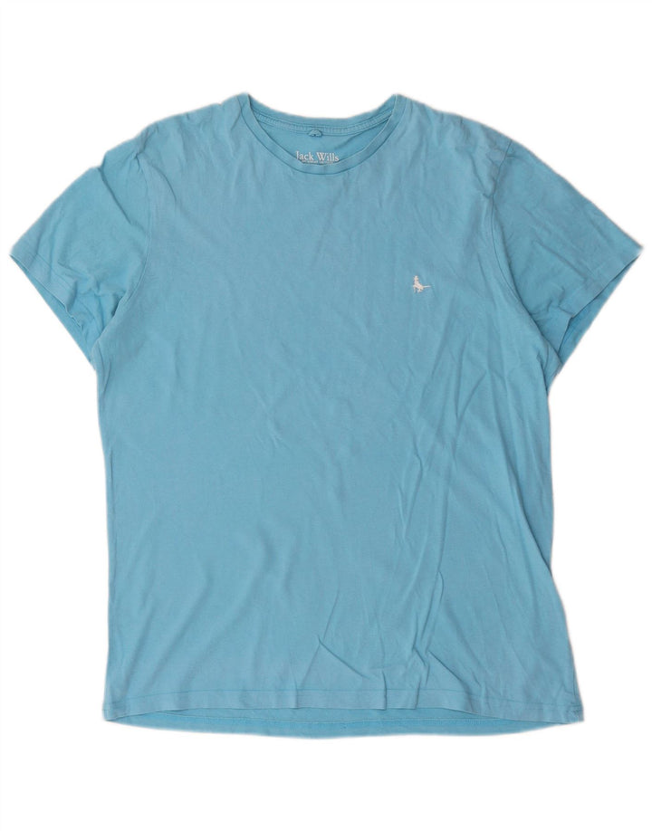 Jack Wills Ανδρικό T-Shirt Κλασική Εφαρμογή Μπλουζάκι από μεσαίο μπλε βαμβακερό