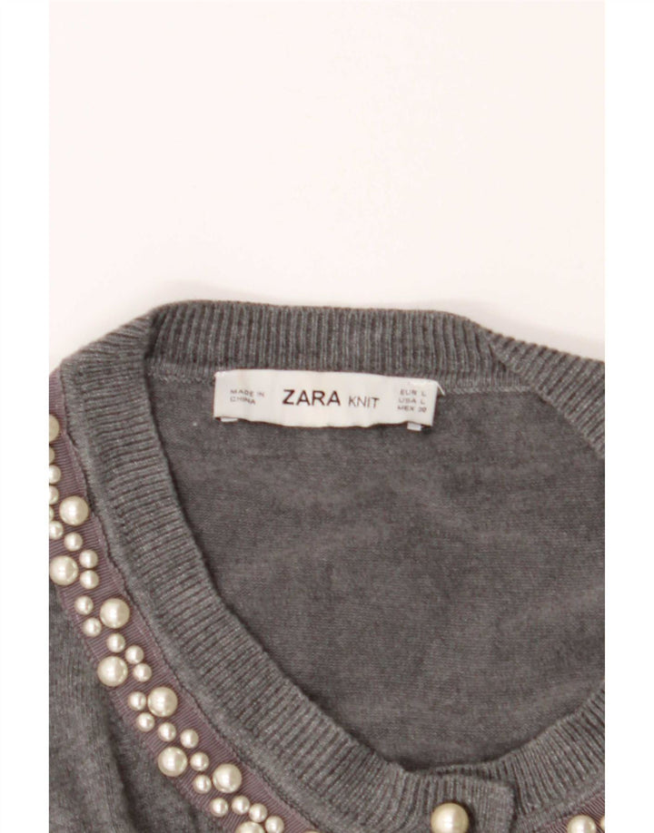 Zara Γυναικεία Ζακέτα UK 14 Large Grey