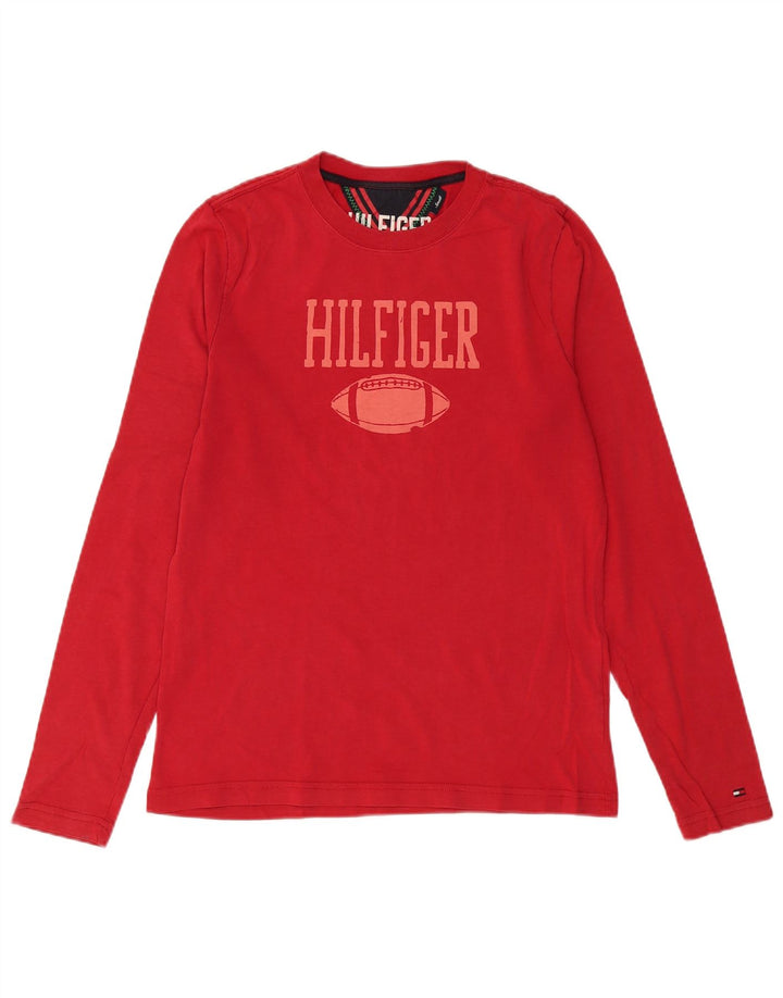 Tommy Hilfiger Ανδρικό γραφικό τοπ μακρυμάνικο μικρό κόκκινο βαμβακερό