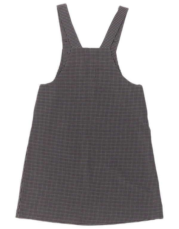 Vintage γυναικείο φόρεμα Dungaree UK 12 Medium Navy Blue Check