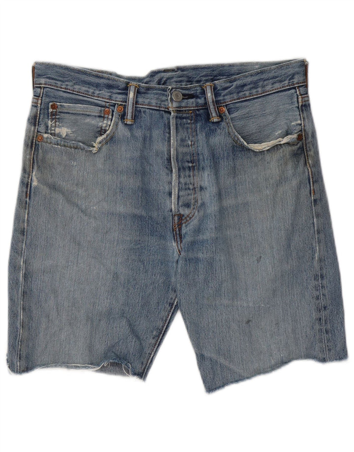 Levi's Mens 501 Distressed τζιν σορτς W32 μεσαίο μπλε βαμβακερό