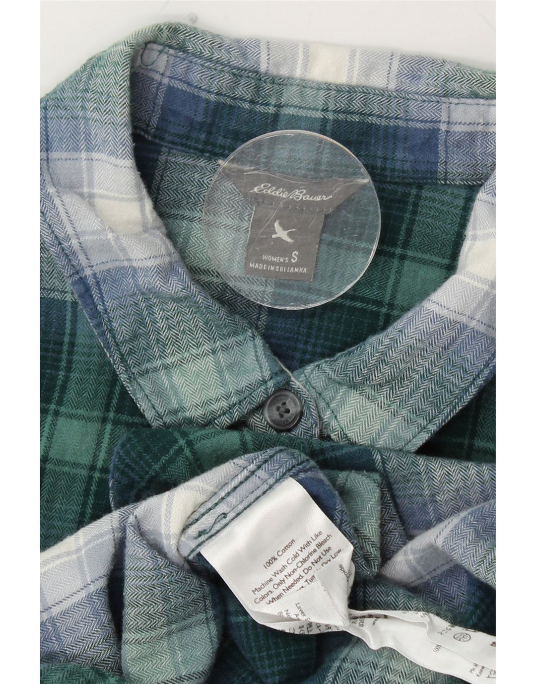 EDDIE BAUER Γυναικείο φανελένιο πουκάμισο UK 10 Small Green Check Cotton