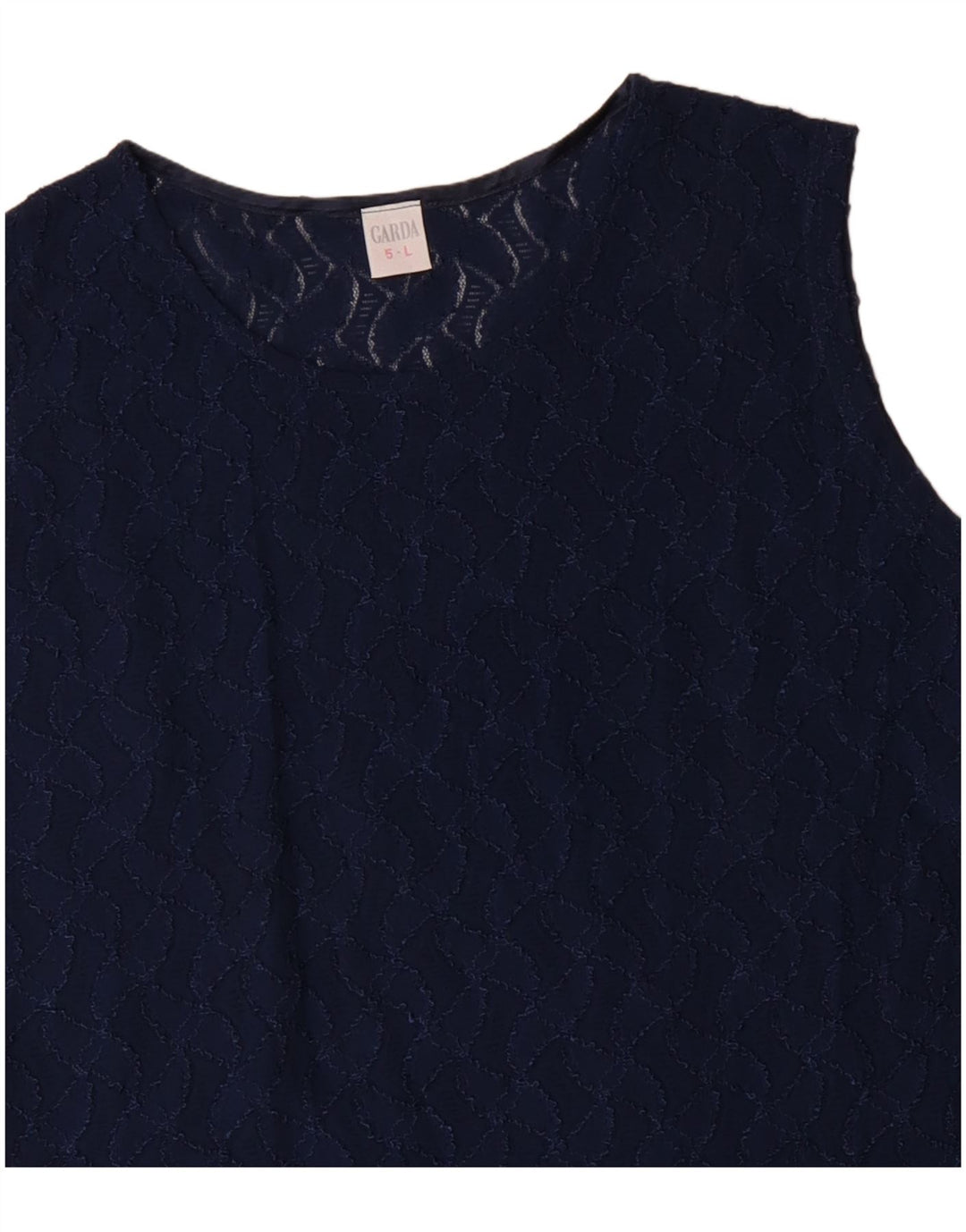 Vintage γυναικεία αμάνικη μπλούζα Crop τοπ UK 14 Large Navy Blue Polyamide