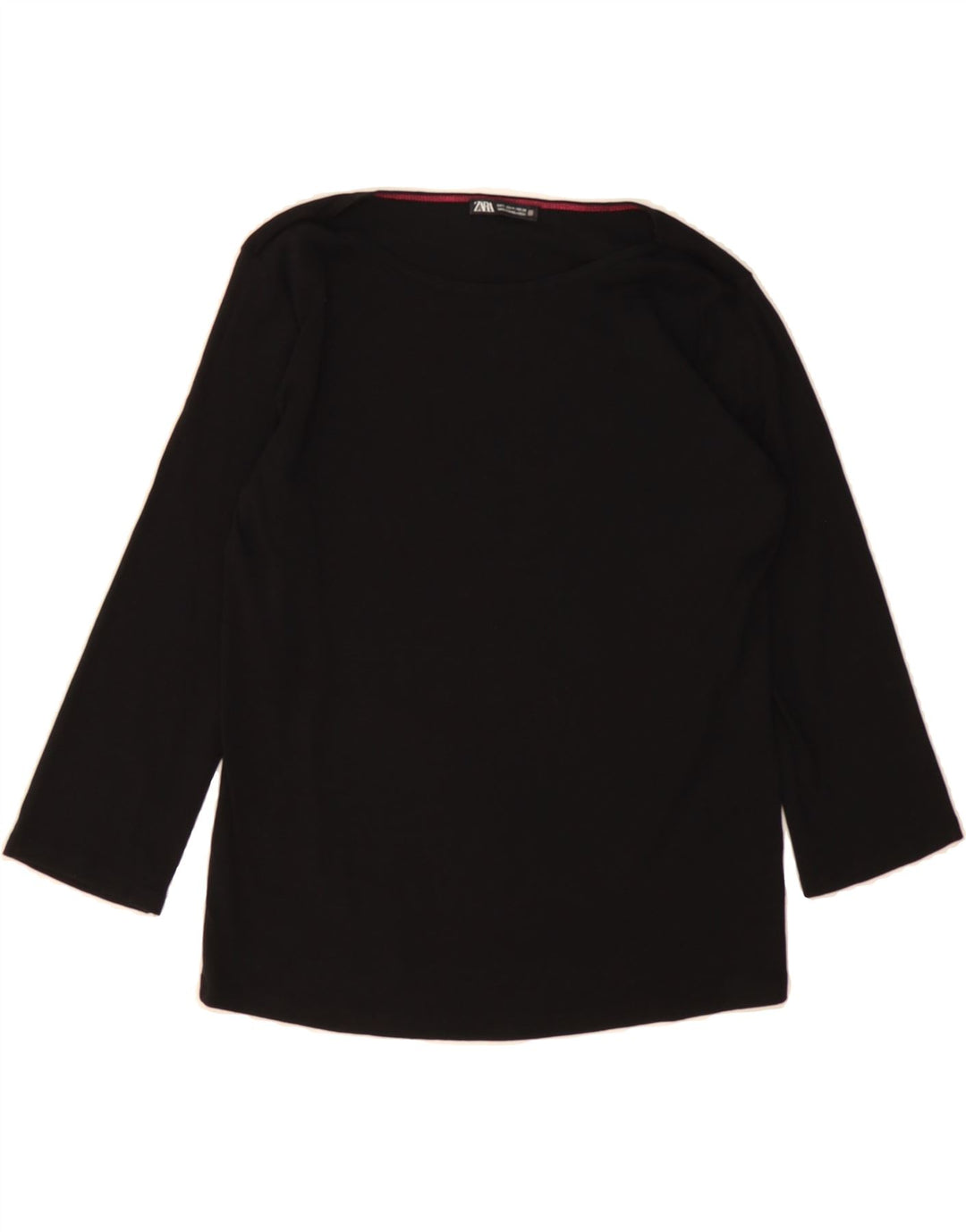 ZARA Womens Top 3/4 Sleeve UK 12 Medium Black Cotton Vintage Zara and Second-Hand Zara from Messina Hembry 