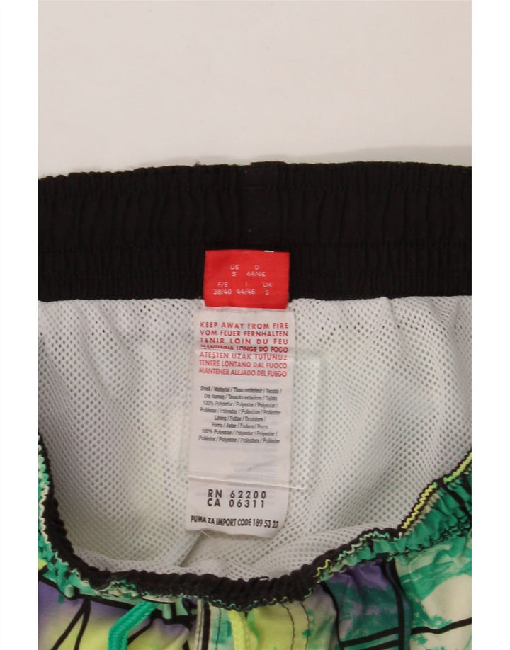 PUMA Mens Graphic Swimming Shorts Small  Green Geometric Polyester Vintage Puma and Second-Hand Puma from Messina Hembry 