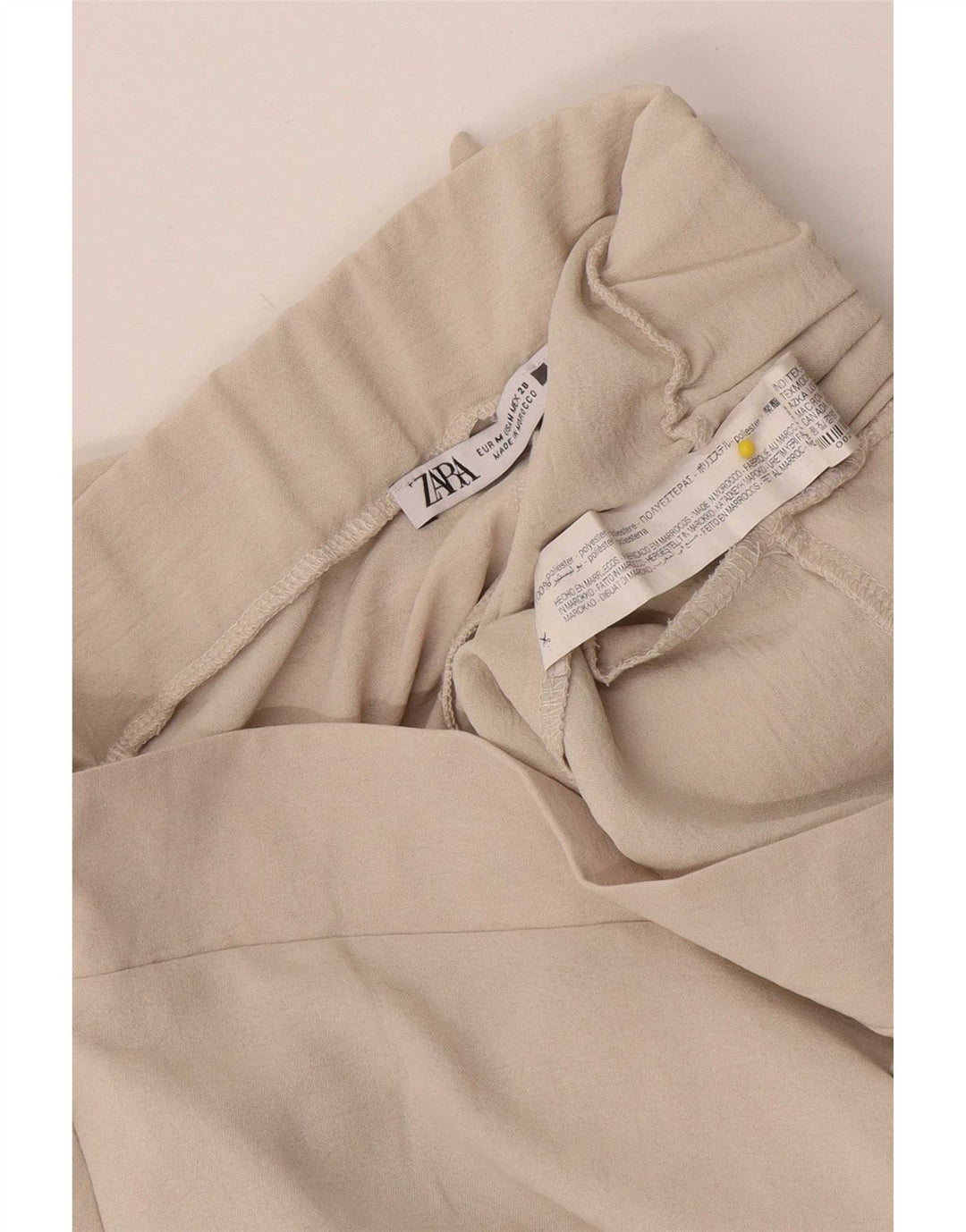 Zara Γυναικείο παντελόνι με φαρδύ πόδι Medium W26 L30 Beige Polyester