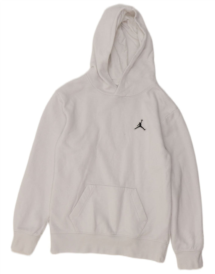 JORDAN Boys Hoodie Jumper 12-13 ετών Μεγάλο λευκό βαμβακερό