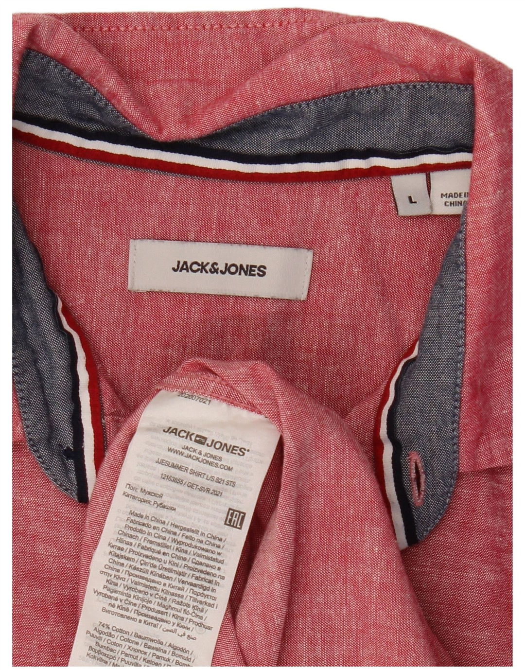 JACK & JONES Ανδρικό πουκάμισο μεγάλο κόκκινο βαμβακερό