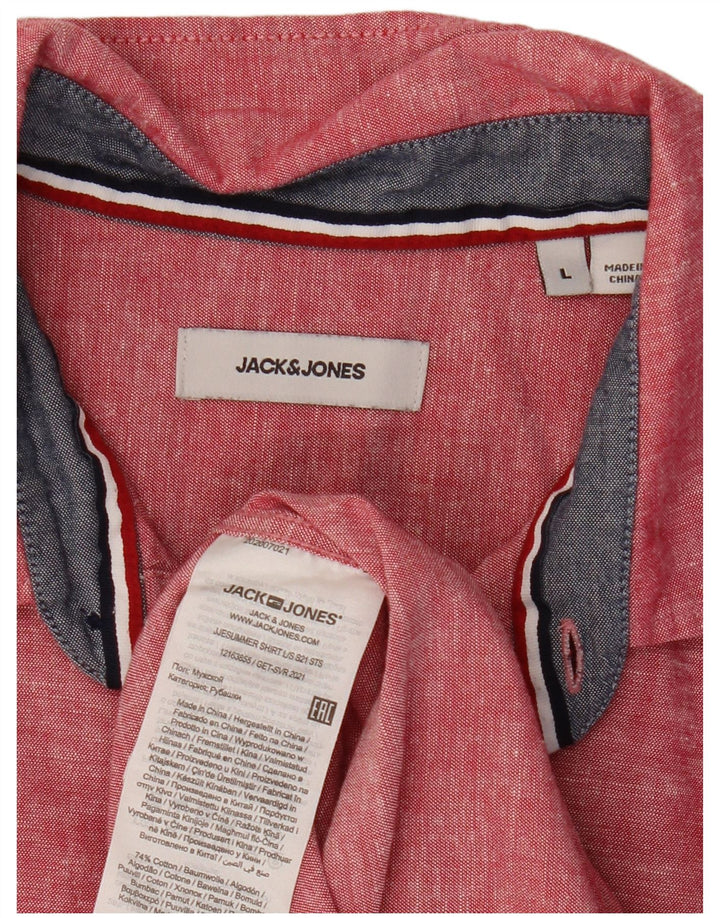 JACK & JONES Ανδρικό πουκάμισο μεγάλο κόκκινο βαμβακερό