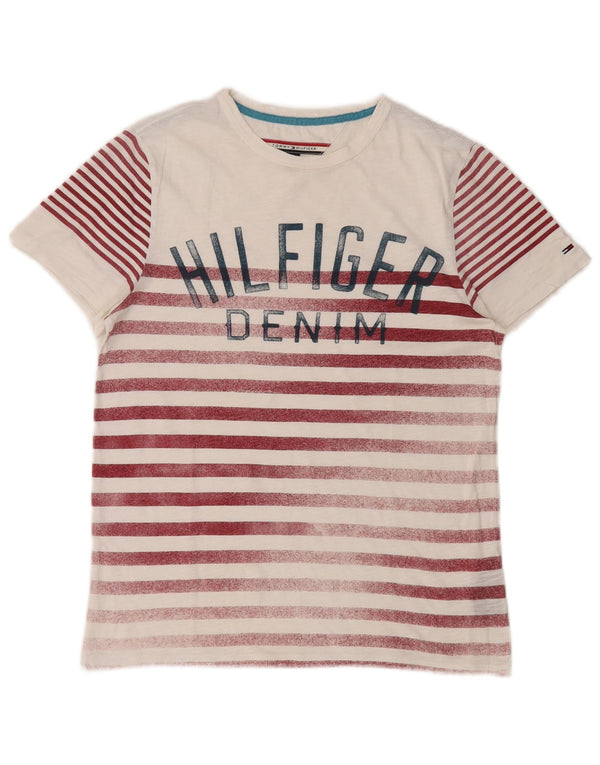 Ανδρικό γραφικό T-Shirt Tommy Hilfiger Top XS Λευκό ριγέ βαμβακερό