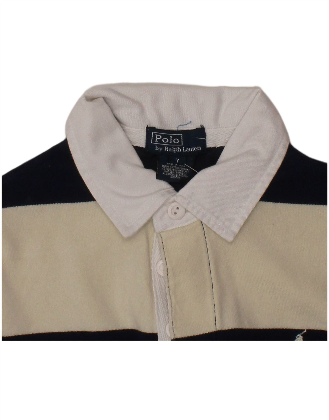 POLO RALPH LAUREN Μπλουζάκι ράγκμπι πόλο αγοριών 6-7 ετών, λευκό ριγέ