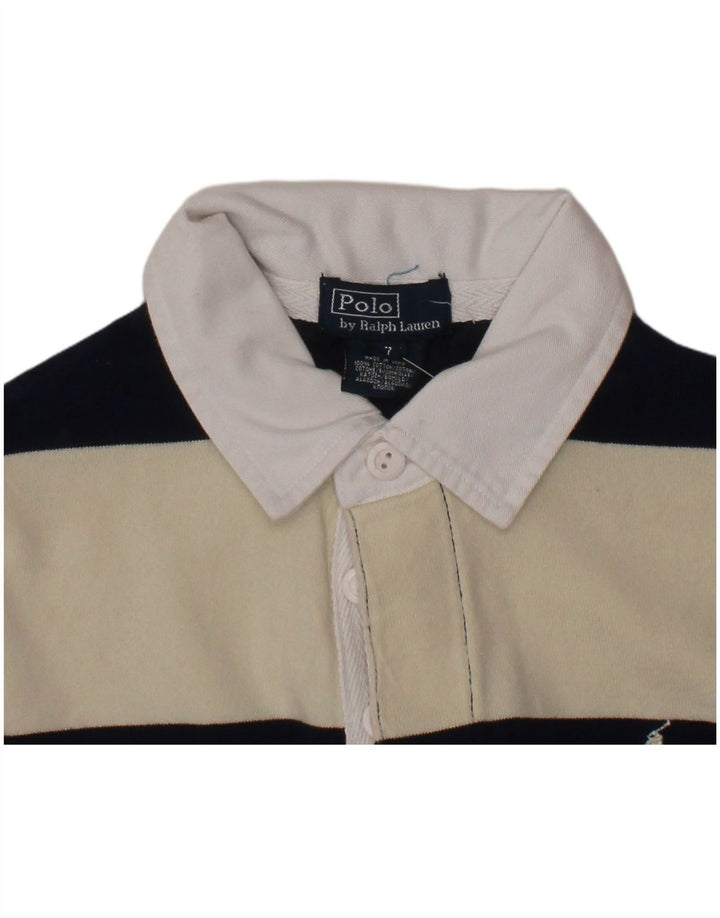 POLO RALPH LAUREN Μπλουζάκι ράγκμπι πόλο αγοριών 6-7 ετών, λευκό ριγέ