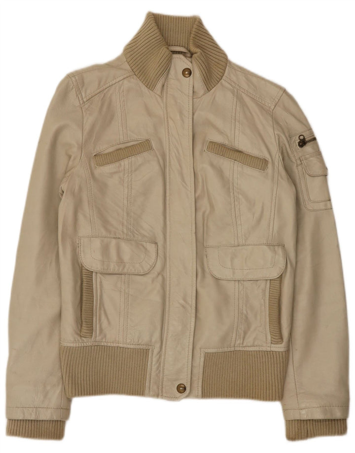 Mango Γυναικείο Δερμάτινο Μπουφάν UK 12 Medium Beige