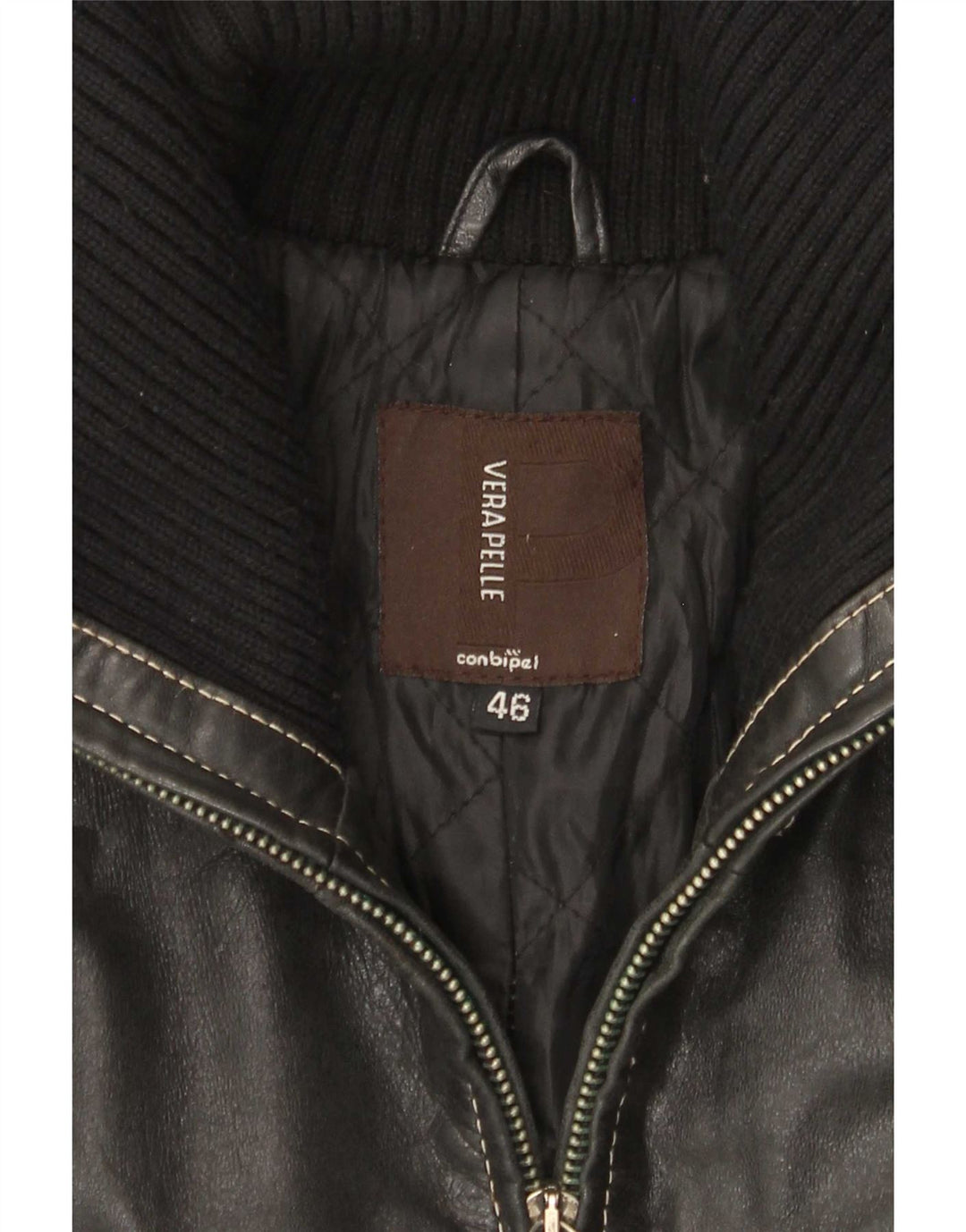 Conbipel Γυναικείο Δερμάτινο Παλτό IT 46 Large Black Colourblock