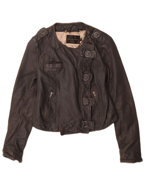 French Connection Γυναικείο Military Crop Jacket UK 10 Small Black Leather