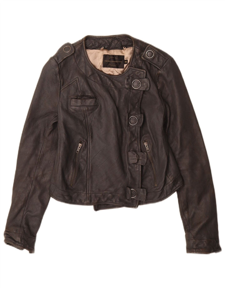 French Connection Γυναικείο Military Crop Jacket UK 10 Small Black Leather