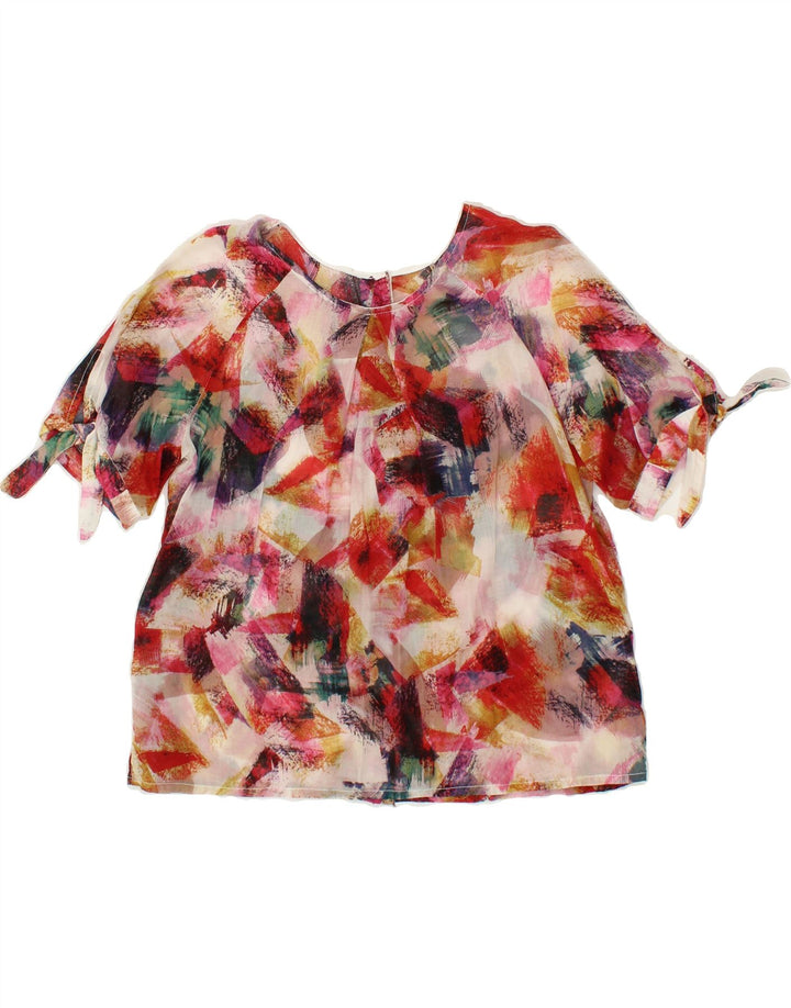 VINTAGE Womens Crop Short Sleeve Shirt Blouse UK 14 Medium Multicoloured Vintage Vintage and Second-Hand Vintage from Messina Hembry 
