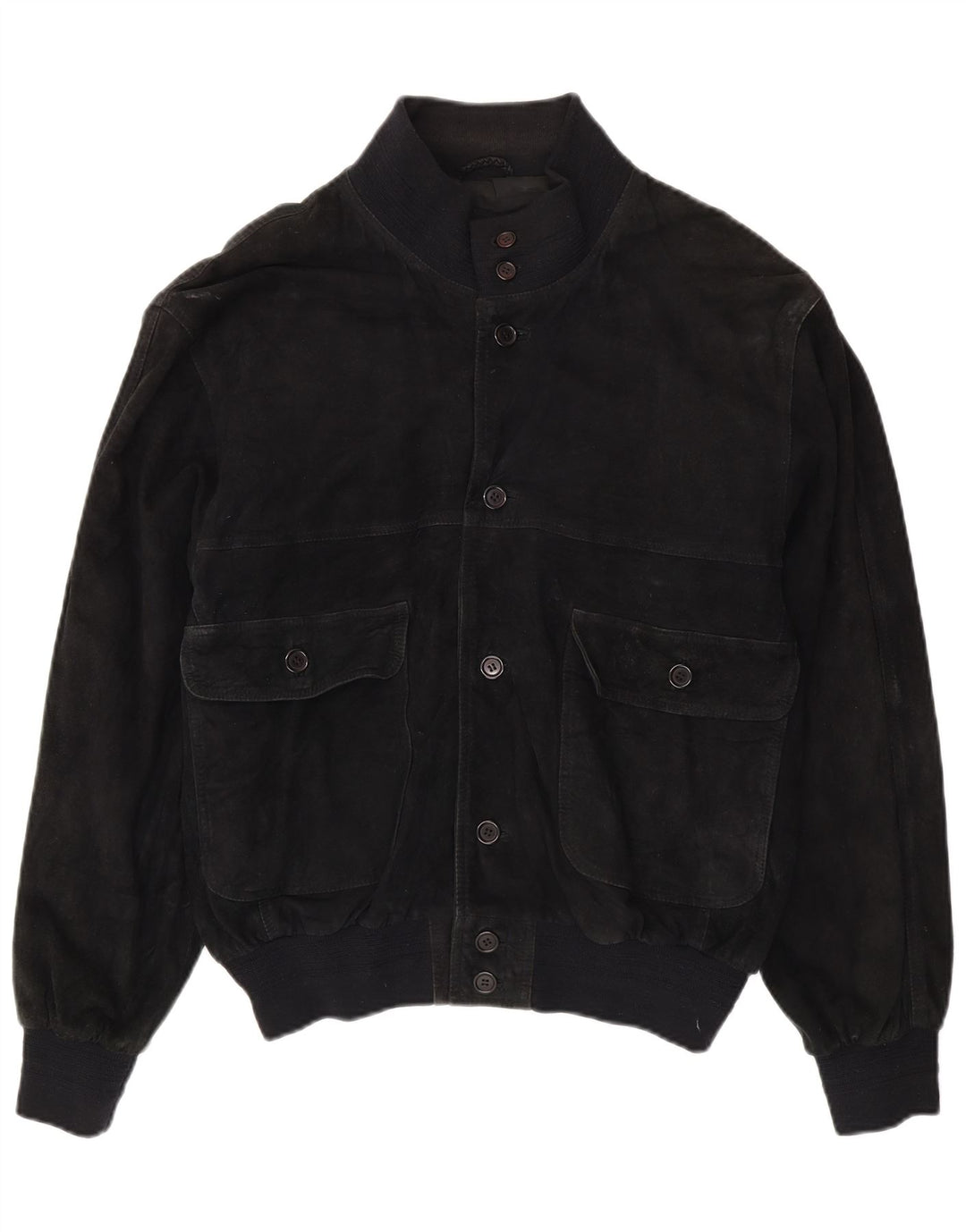 Vintage Ανδρικό Suede Bomber Jacket UK 40 Large Black Leather