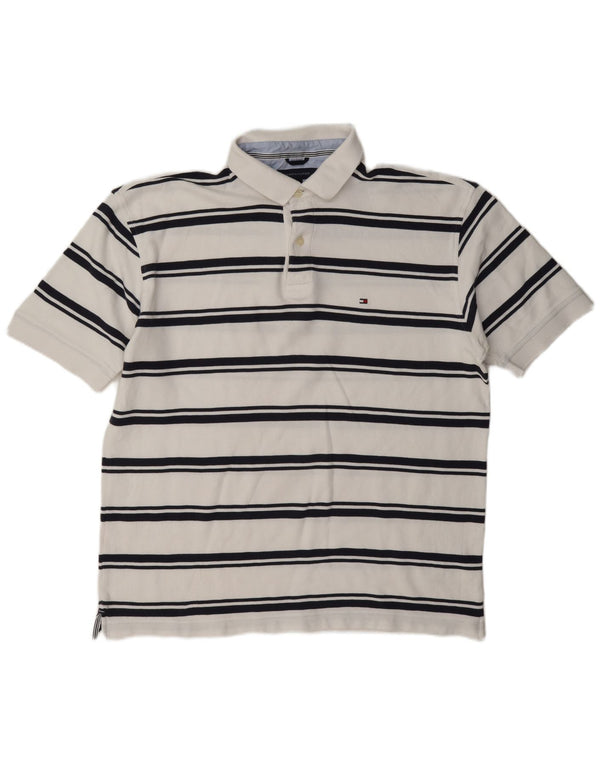 Tommy Hilfiger Ανδρικό Πόλο Μπλουζάκι XL Λευκό βαμβακερό ριγέ