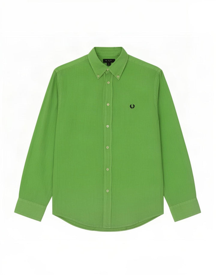 Fred Perry Ανδρικό πουκάμισο μεγάλο πράσινο λινό